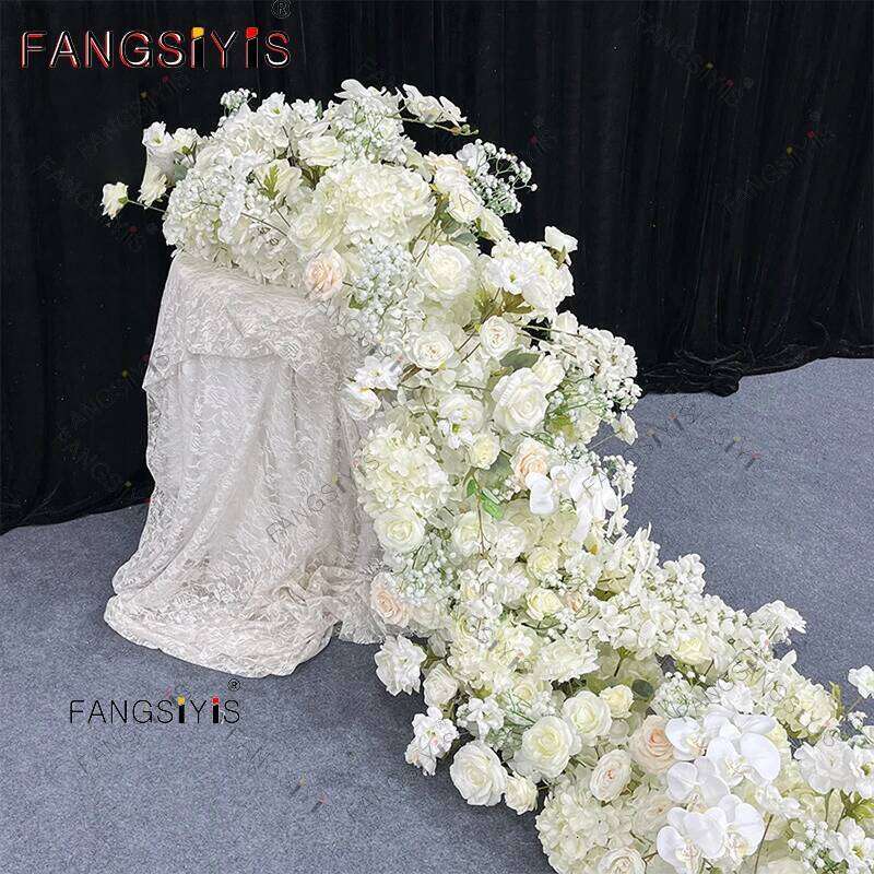 White Rose Hydrangea Leaf Wedding Arch Floral Row Arrangement Table Centerpieces Flower Ball wreath Birthday Event Party Supplie Y260130