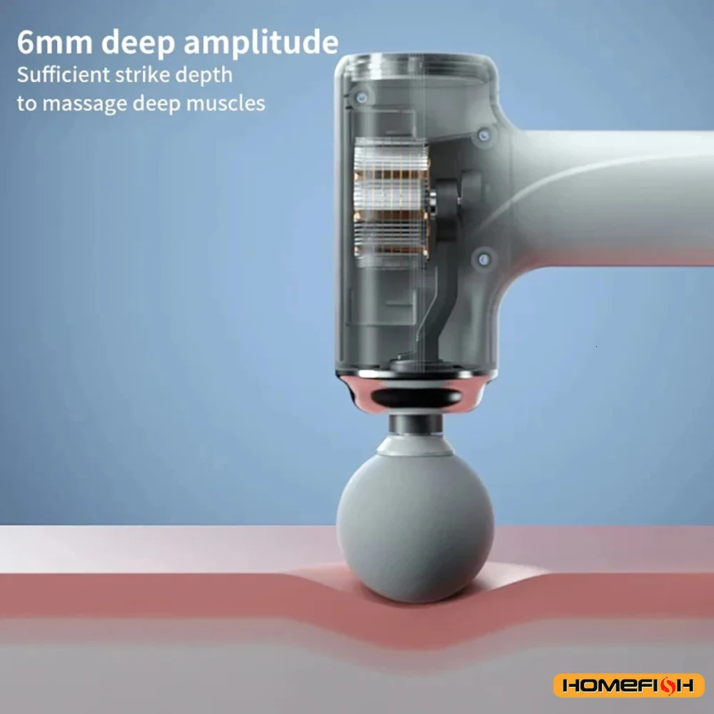 HOMEFISH Portable Electric Massage Gun with 4 Interchangeable Heads LED Light for Full Body Relaxation Electric Massage Gun 260126