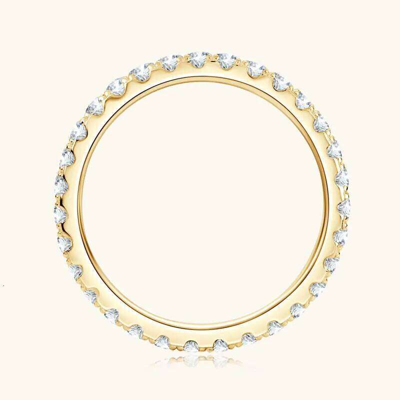 Lnngy Certified 2mm Moissanite Eternity 925 Sterling Silver Wedding Band For Women 14k Gold Plated Ring Jewelry Gift XJ260130