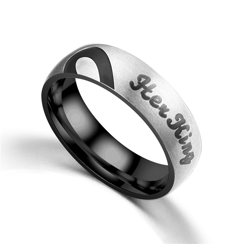 New Style Titanium Steel Half Peach Heart Couple Rings Queen King Jewelry Source