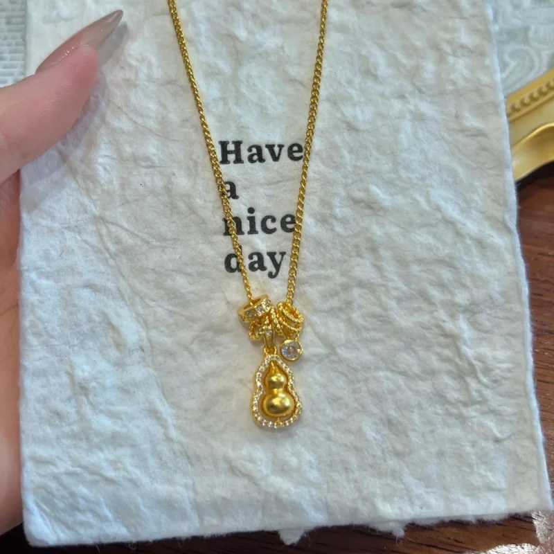 New Chinese-style frosted gourd necklace a light luxury niche and high-end design pendant accessory for women collarbone chain Y260130