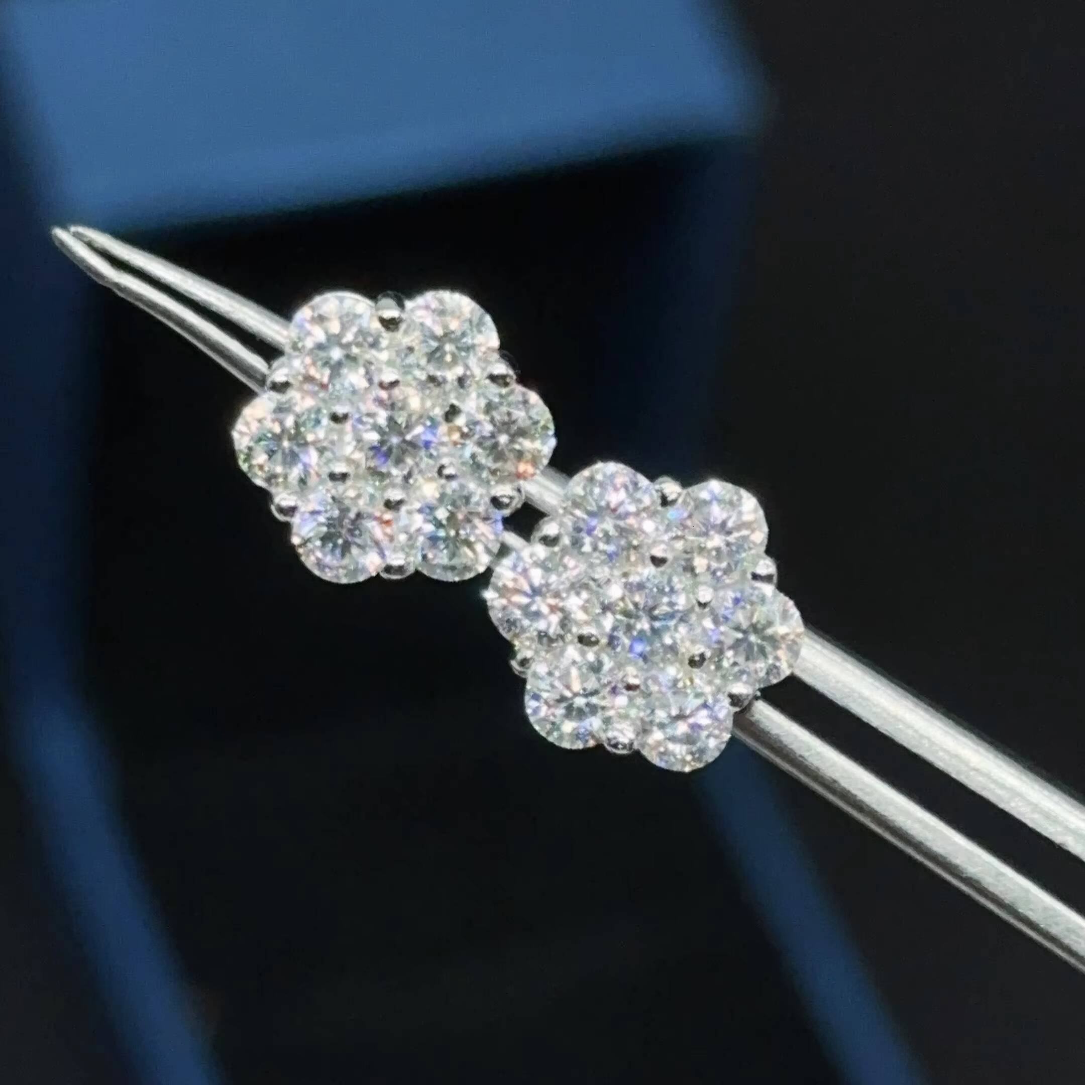 Gra Certificate Flower Cluster Moissanite Earrings 925 Sterling Silver Moissanite Stud Earrings for Men and Women