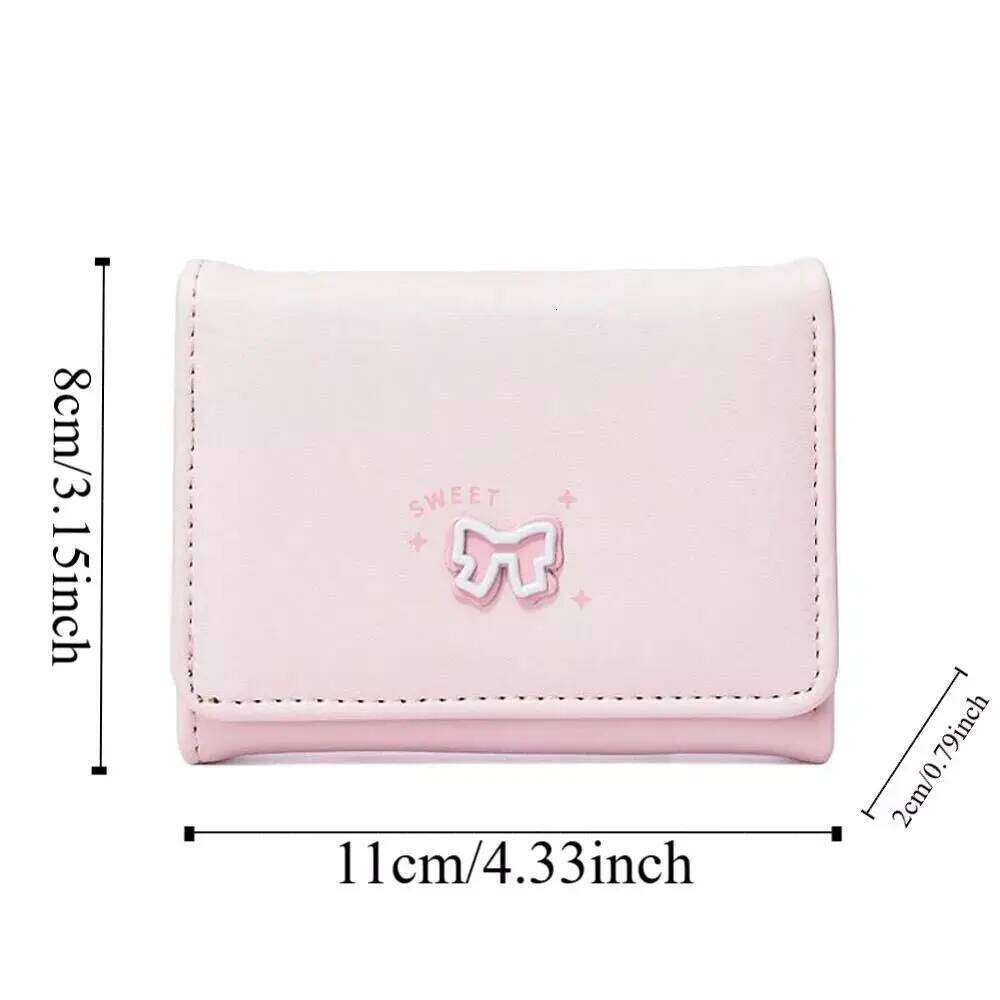 Portable Bow Lady Purses Three Fold Multiple Card Bag Short PU Wallet Z260130