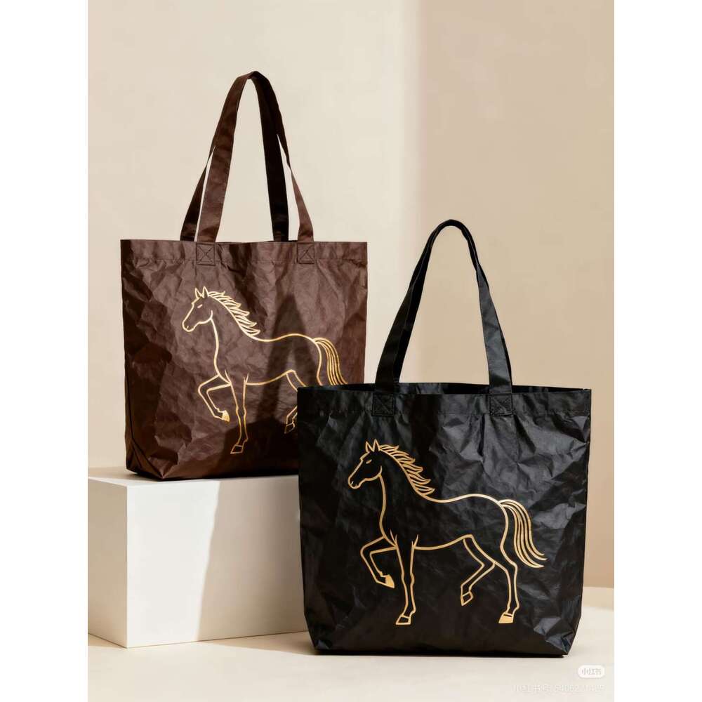 Source Manufacturer Year Of The Horse Zodiac Chinese Style Dupont Paper Shoulder Waterproof Large Capacity Tote Bag Custom Cultural And Creative Gift 
