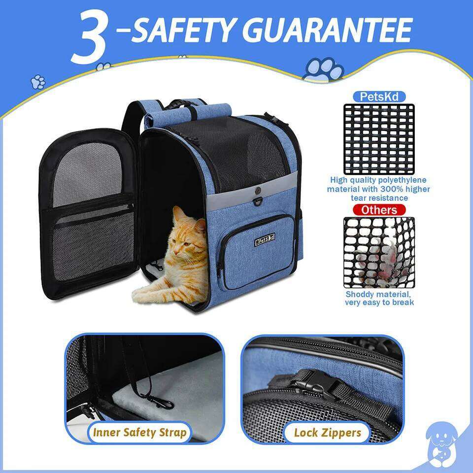 Carrier Pet Shoulder Backpack Sturdy Frame Breathable Foldable Dog Double Doors Bag Fits 20 lbs Pets Travel Set 26H0130