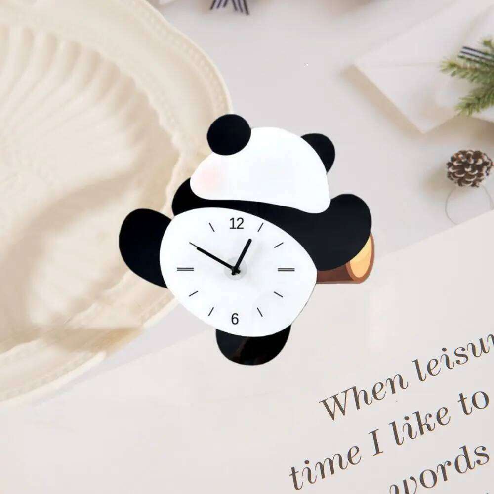 Festival Gifts Cartoon Swinging Panda Wall Silent Wooden Mute Animal Time Accuracy Digital Clock Home W260130