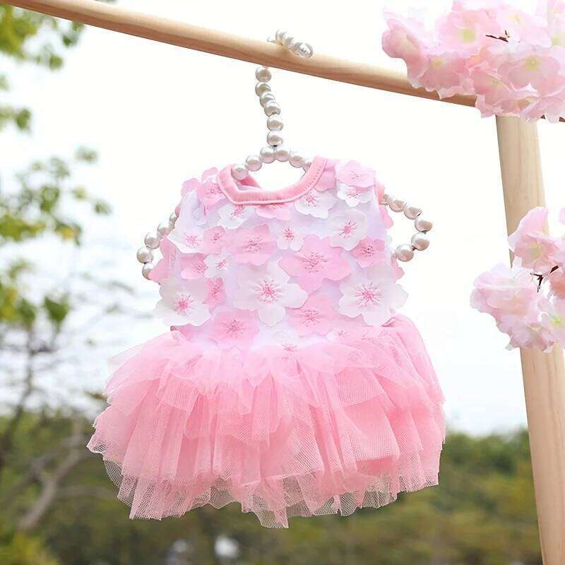 Floral Princess Dog Dress, Flower Puppy Apparel Mini To Medium Dogs, Breathable And Soft, Perfect For Outings H260129