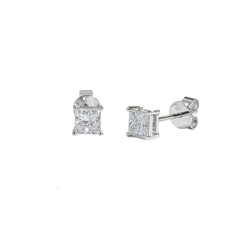 Womens Cute 14K White Gold Lab Grown Diamond Stud Princess Cut 05ct Earrings for Weddings Engagements