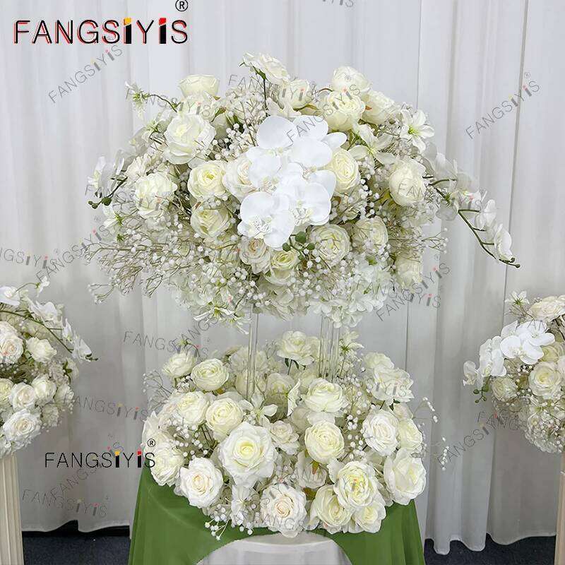 Artificial Rose BabyBreathing Fower Wedding Prop Decor Arch Arrangement Dining Table Runner Row Road Leading Flower Ball Y260130