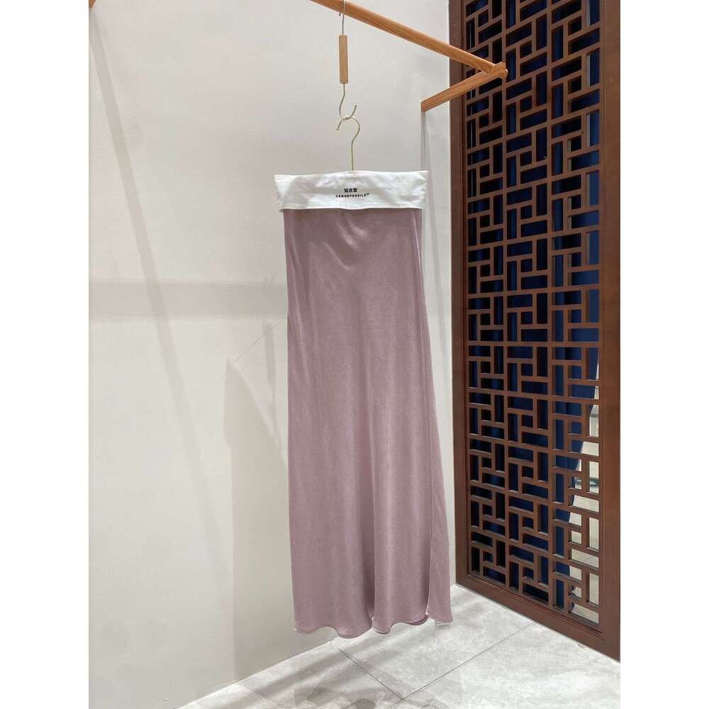 Zhihetang New Chinese Style Soft Copper Ammonia Silk Half For Women Autumn High Waist A-Line Long Skirt 7970 LEEGO LENS