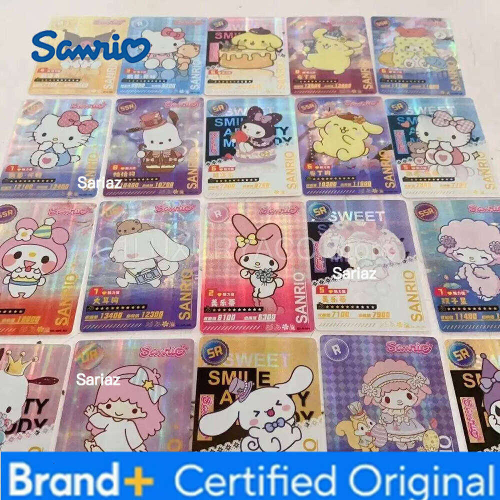 Sanrio Newest Kuromi Hello Kitty Shining Cartoon My Melody Cinnamoroll Trading Card Children Table Toys Christmas Gifts H2601301