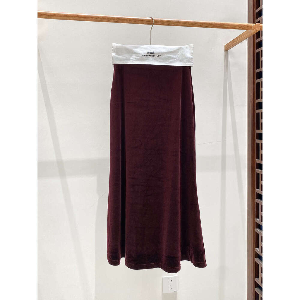 Zhihetang High Waist Mermaid Women's Autumn Winter New Slimming National Style Velvet A-Line Long Skirt LEEGO LENS