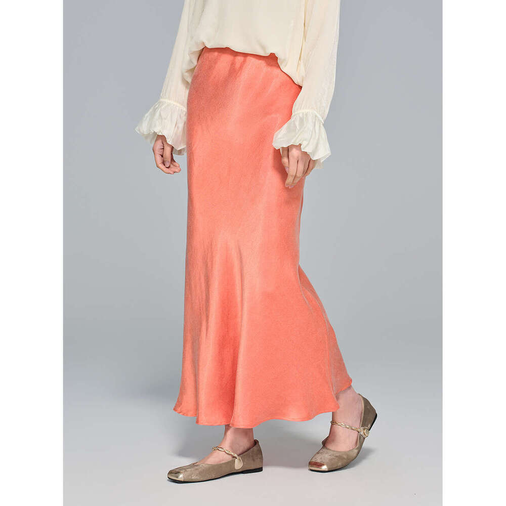 Zhihetang New Chinese Style Soft Copper Ammonia Silk Half For Women Autumn High Waist A-Line Long Skirt 7970 LEEGO LENS
