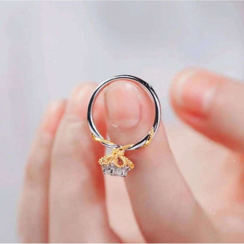 Sweetrain 1CT Certified Moissanite Engagement Ring Women Plated 18k Gold Double Color Wedding Lab Diamond Band Pure 925 Silver XJ260130