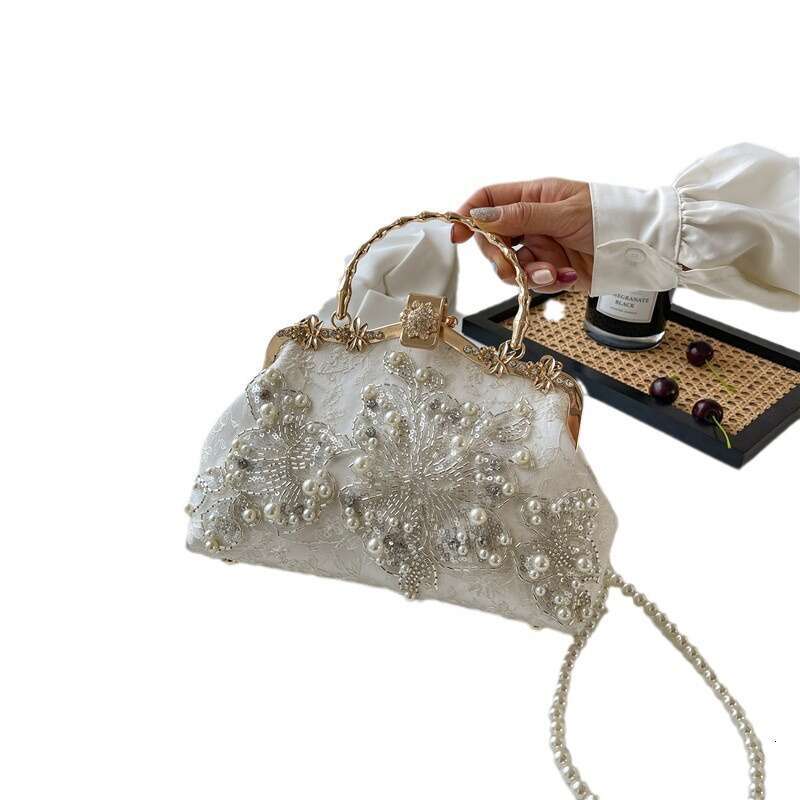 Fashion Handbag Cheongsam Banquet Clutch Embroidered Bead Shoulder Pearl Chain Bag SHANGFANNI