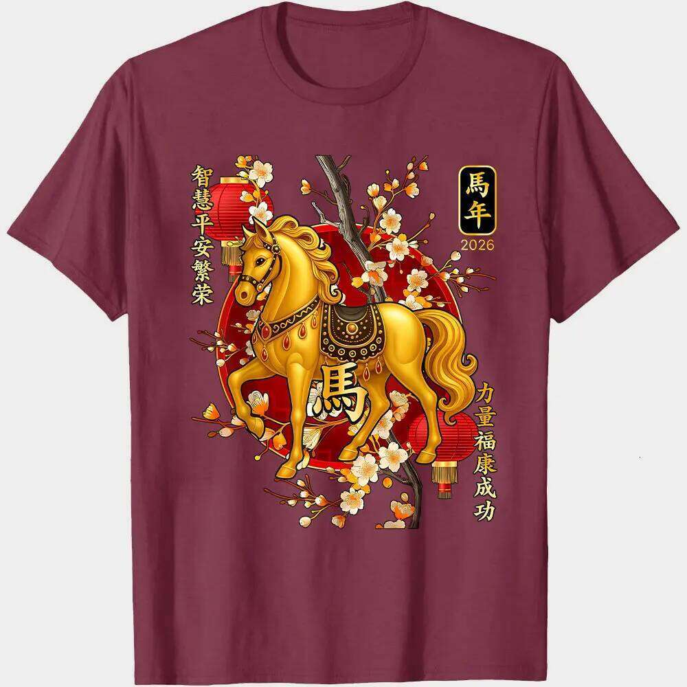 of The Horse Lunar New Year Chinese Men Women Unisex Family Party Casual Fashion T Shirt Oversized Tops Y k Clothes luanyun