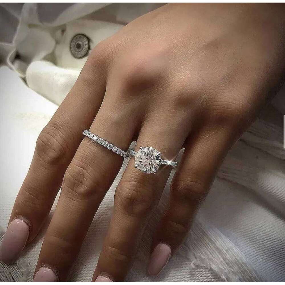 Hot Selling Silver Plated Rings set For Women Geometric Punk Cubic Zirconia Jewelry Wedding Engagement Ring Wholesale Size 5-11 XJ260130