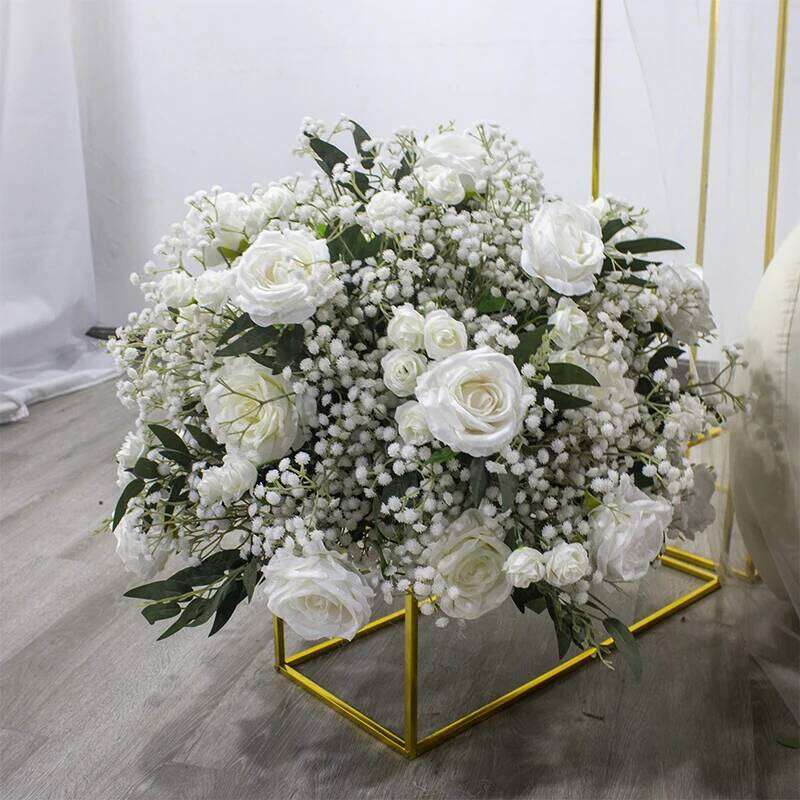 Custom Baby Breath Rose Row Wedding Backdrop Arch Arrangement Party Centerpieces Ball Event Table Flower Runner Y260130