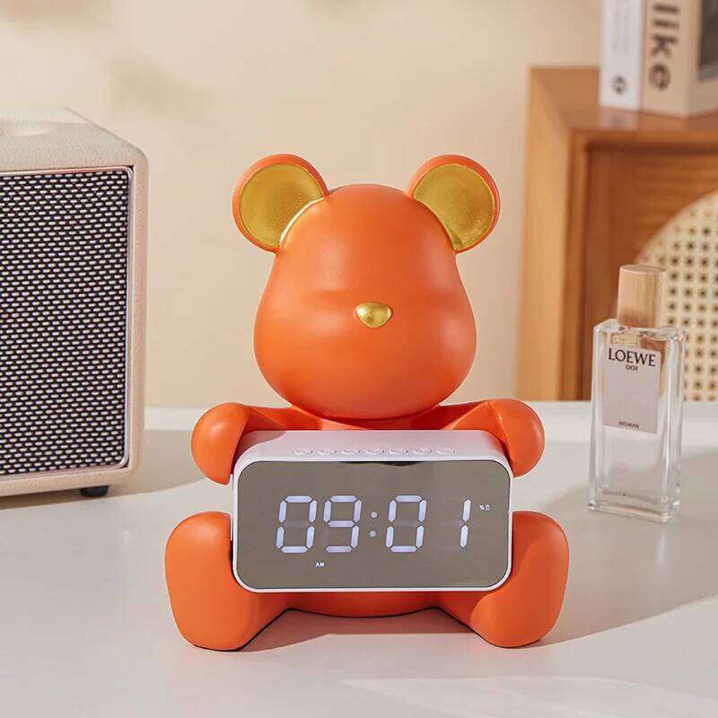 Cartoon Violent Bear Electronic Alarm Living Room Bedroom Bede Table Desktop Watch Luminous Mute Digital Decoration Clock W260130
