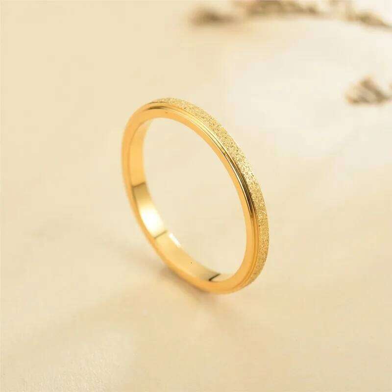 Simple 2mm Woman Men's Couple Gold SIlver Titanium Matte Finished Finger Ring Jewelry for Male Wedding Bands Gift XJ260130
