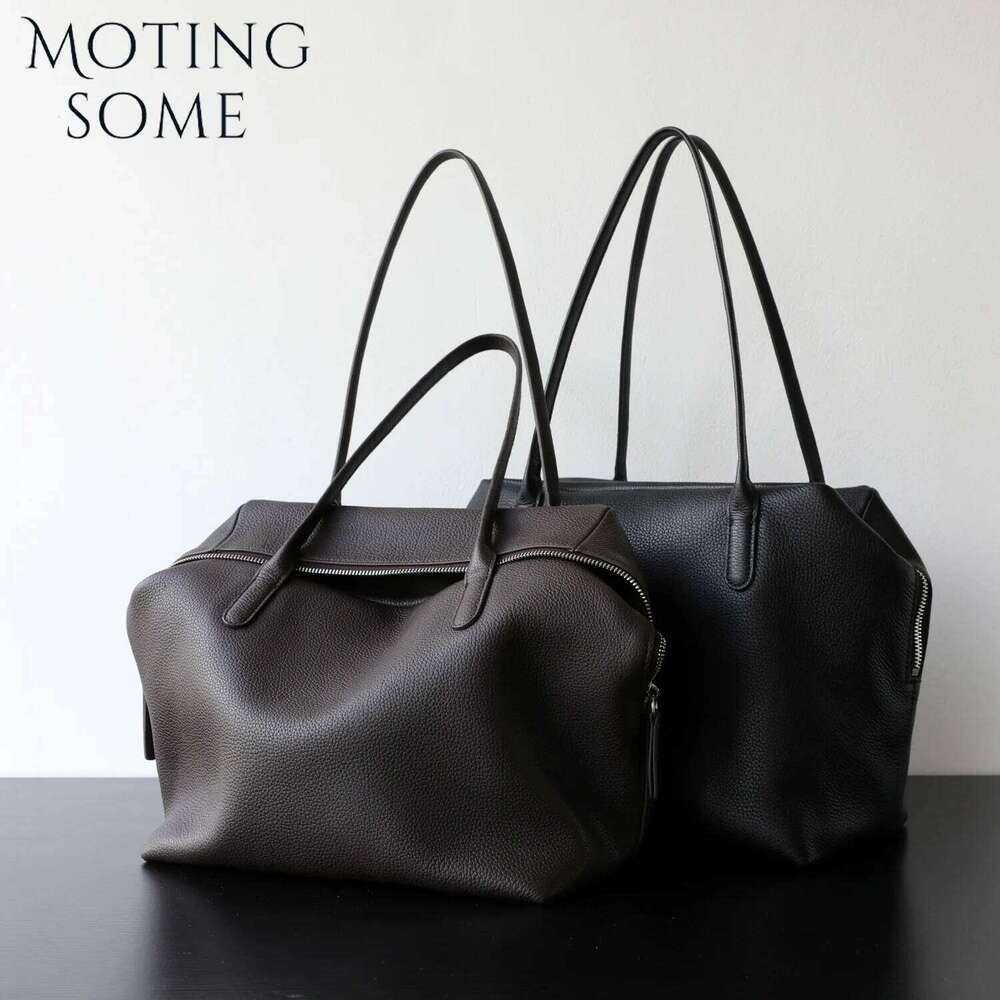 Motingsome Genuine Leather Bag Woman Luxury Designer Bags Niche Cowhide Underarm Bowling Tote Minimalist Shoulder Handbag 2025