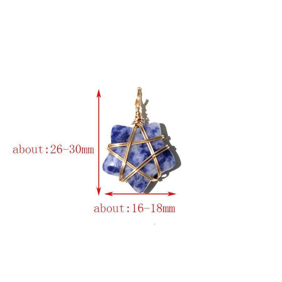 20Pcs Natural Stone Crystal Star Pendant Hand Wired Wrap Gemstone Charm for DIY Necklace Jewelry Making Christmas Gift accessory Z260130