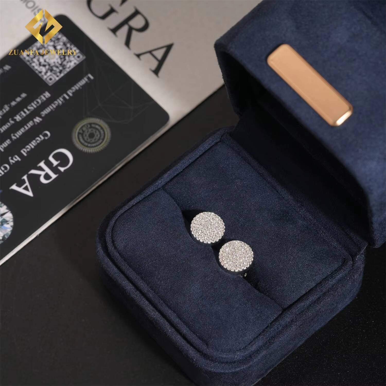 Fully Iced Out Stud Earring Cluster Moissanite Diamond Hip Hop Fashion Stud Earring 925 Sterling Silver Jewelry VVS Moissanite