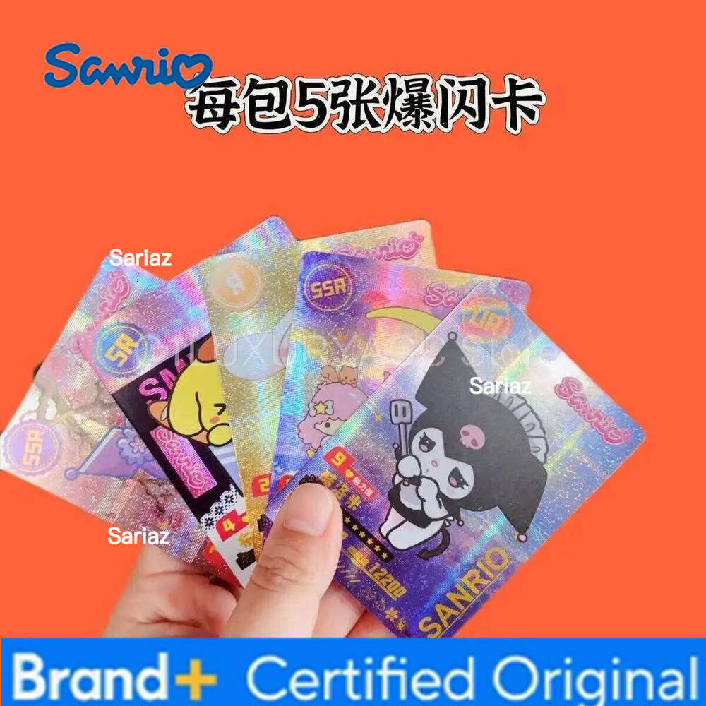 Sanrio Newest Kuromi Hello Kitty Shining Cartoon My Melody Cinnamoroll Trading Card Children Table Toys Christmas Gifts H2601301