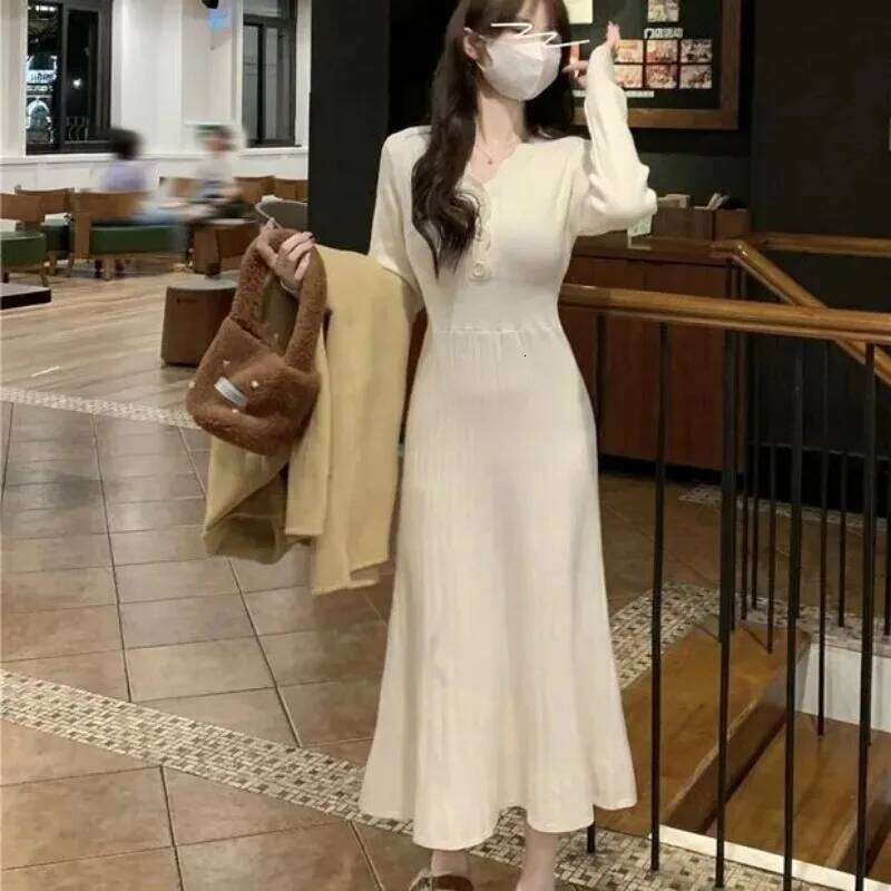 New Autumn Winter French Knitted Inner Dress Women's Slim Mid-length Skirt XJ260130