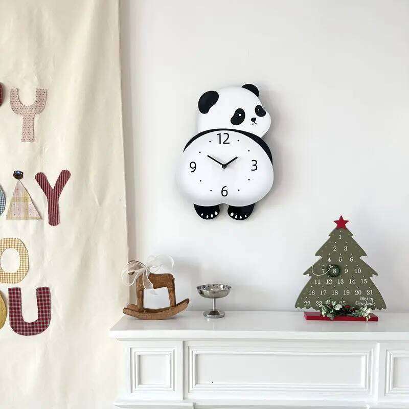 Creative Swing Panda Simple Foot Living Home Silent Dining Room Wall Bedroom Clock W260130