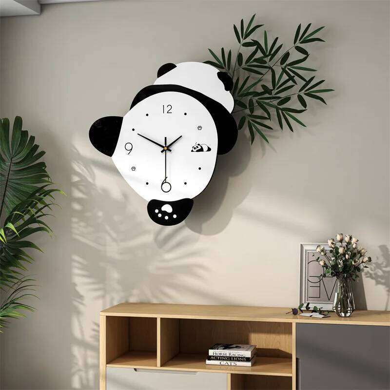 Panda , living high-end silent home dining room, clock hanging on the wall, no punching, modern simple decorative W260130