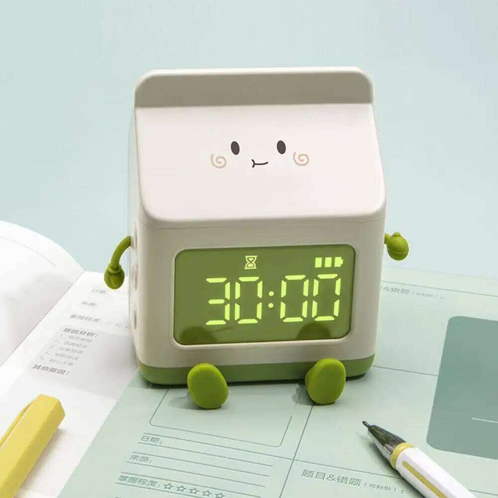 Type-c Rechargeable Milk Box Shape Children's Alarm Clock with Large Screen for Bedroom W260130