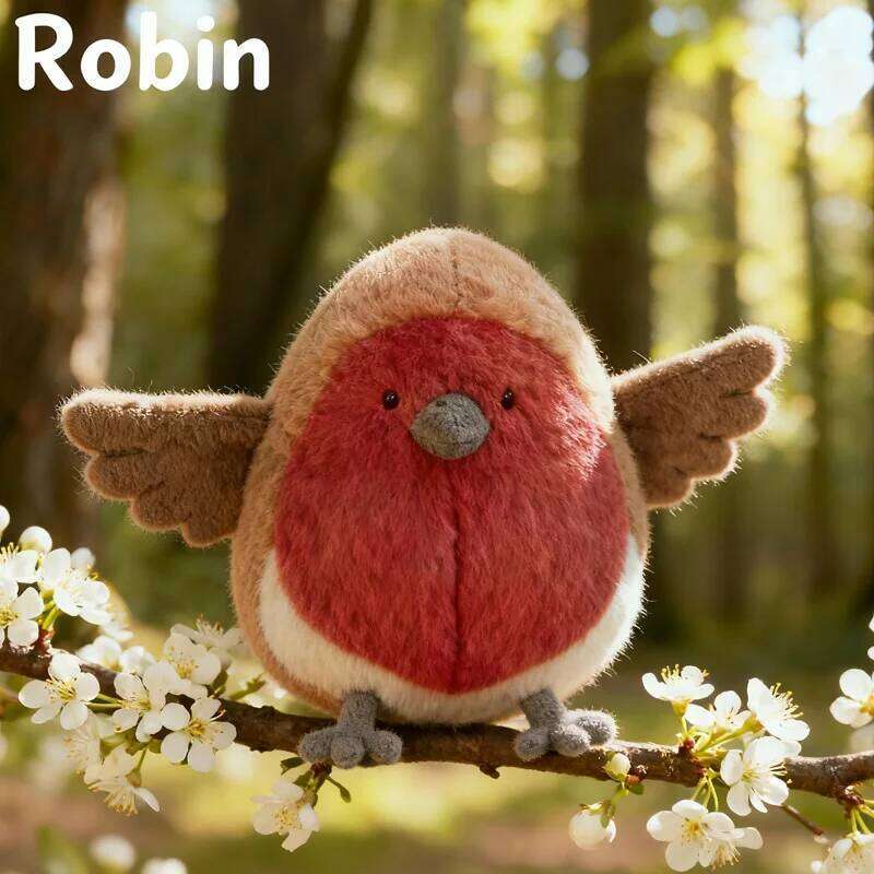Kawaii Robin Plush Toys Soft Skin-friendly Sleep Companion Realistic Desktop Decorative Item Birthday Gifts For Friends Children Y260128