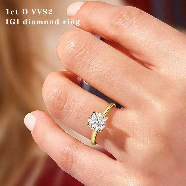 Round 1CT IGI Certificate D VVS2 Fine Jewelry Wedding Solitaire Engagement Ring 10K 14K 18K Gold HPHT CVD Lab Grown Diamond Ring