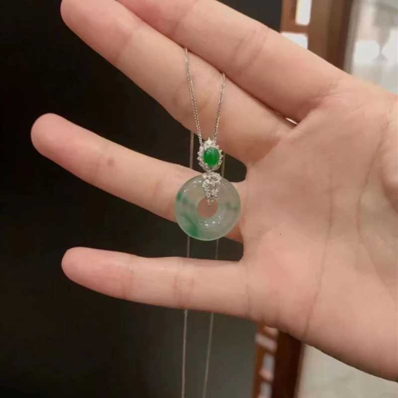 Inspired Natural Ice seed Jade Chalcedony Round Necklaces Chinese Style clavicle chain Classic Silver fine Jewelry for Women Y260130