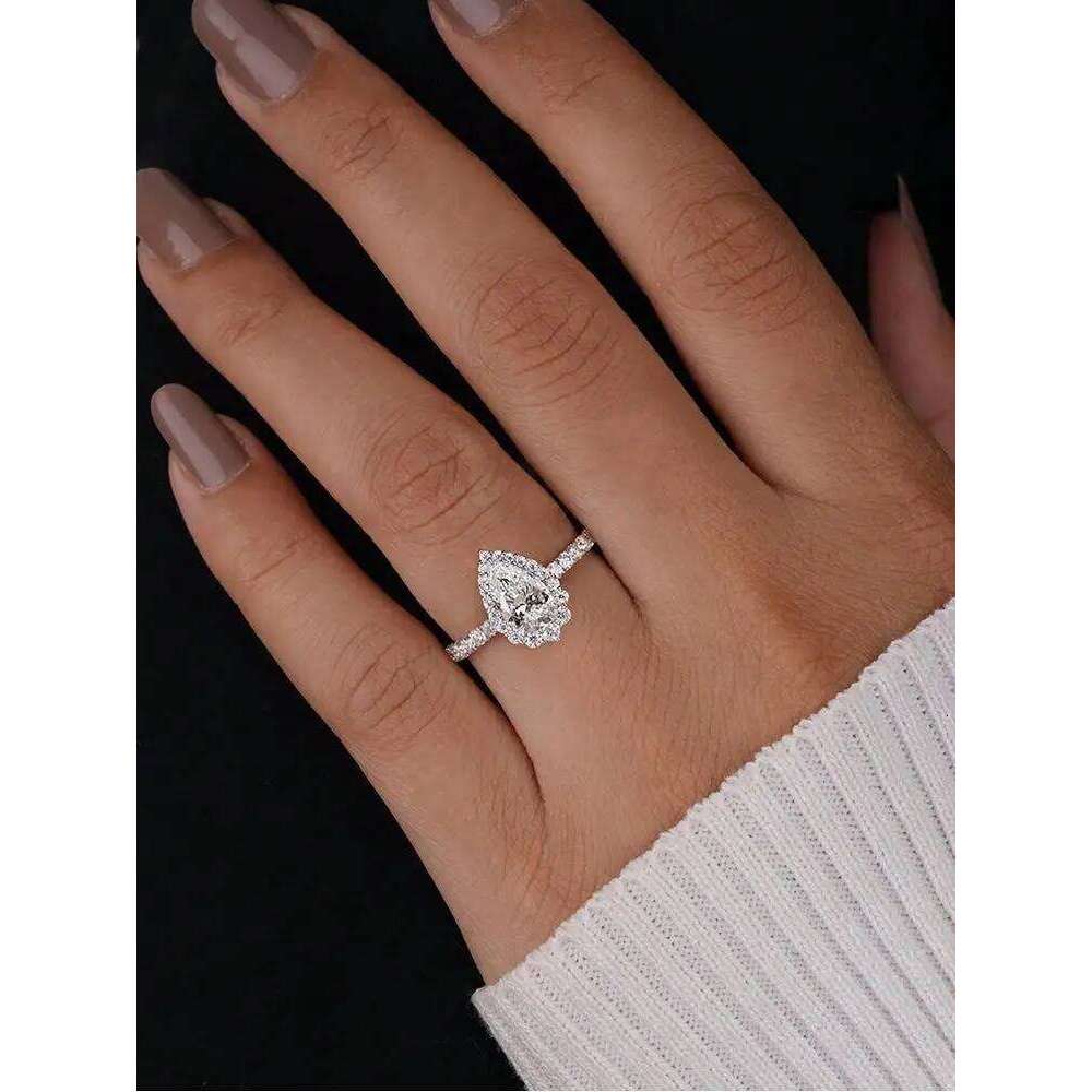 925 Sterling Silver Shiny Full White ZirconWater Drop Ring For Women Engagement Wedding Simple High Quality Fine Jewelry XJ260130