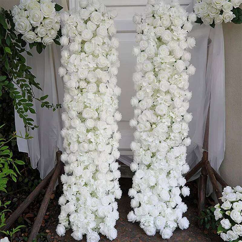 2m runner white red rose arrangement artificial flower row wedding dining table decoration flowers Y260130