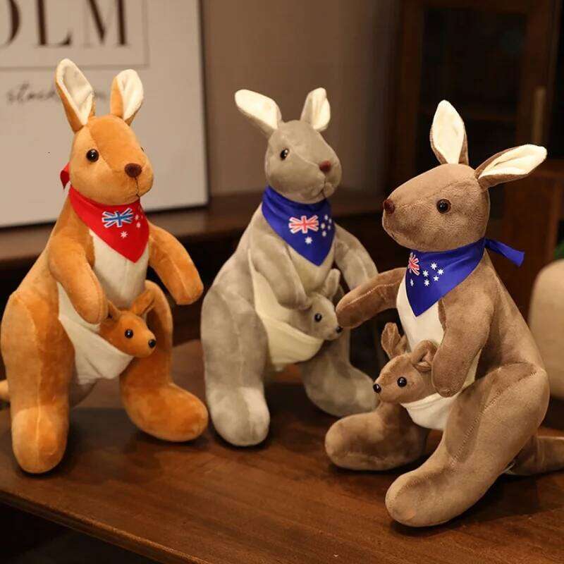 Lifelike Scarf Mum With Baby Plush Kids Toy Simulation Australian Animals Kangaroo Plushie Funny Gift for Children Y260128