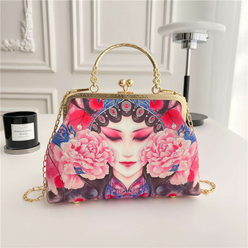 Peking Opera National Trend Finished Fashion Ethnic Hanfu Crossbody Handbag Cheongsam Trendy Street Style Item Clip Bag MASA