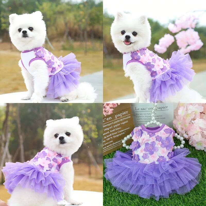Floral Princess Dog Dress, Flower Puppy Apparel Mini To Medium Dogs, Breathable And Soft, Perfect For Outings H260129