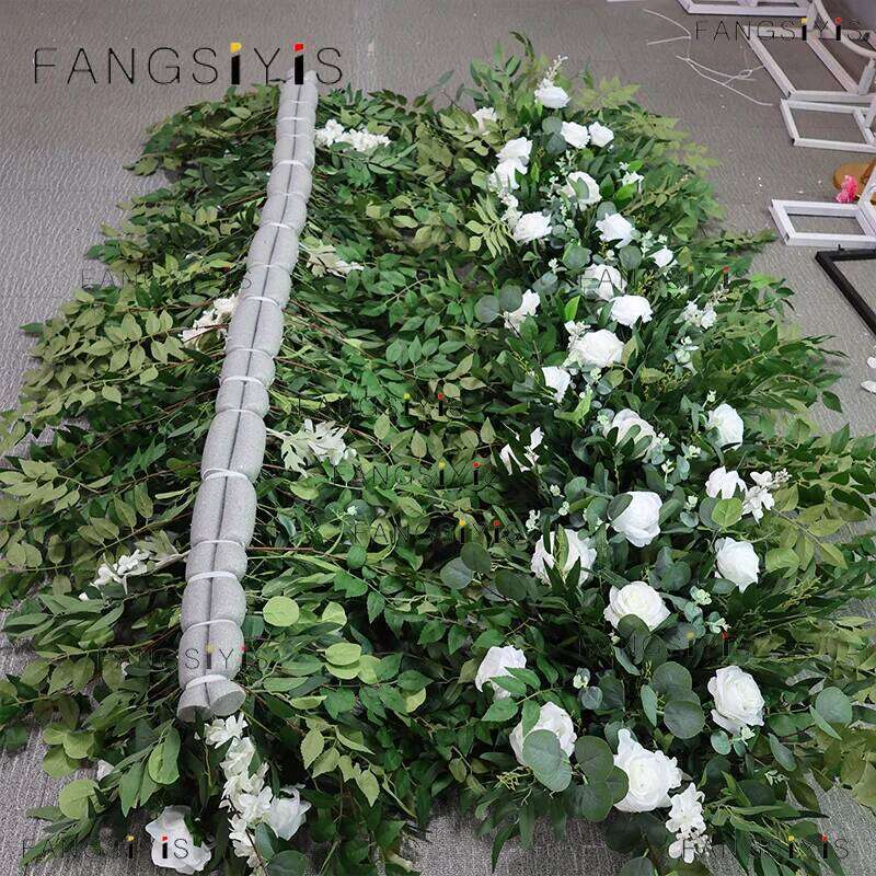Rose eucalyptus leaves Road Lead Floor Artificial Row Wedding party Welcome Sign Centerpiece table Decor Flower Ball prop Y260130
