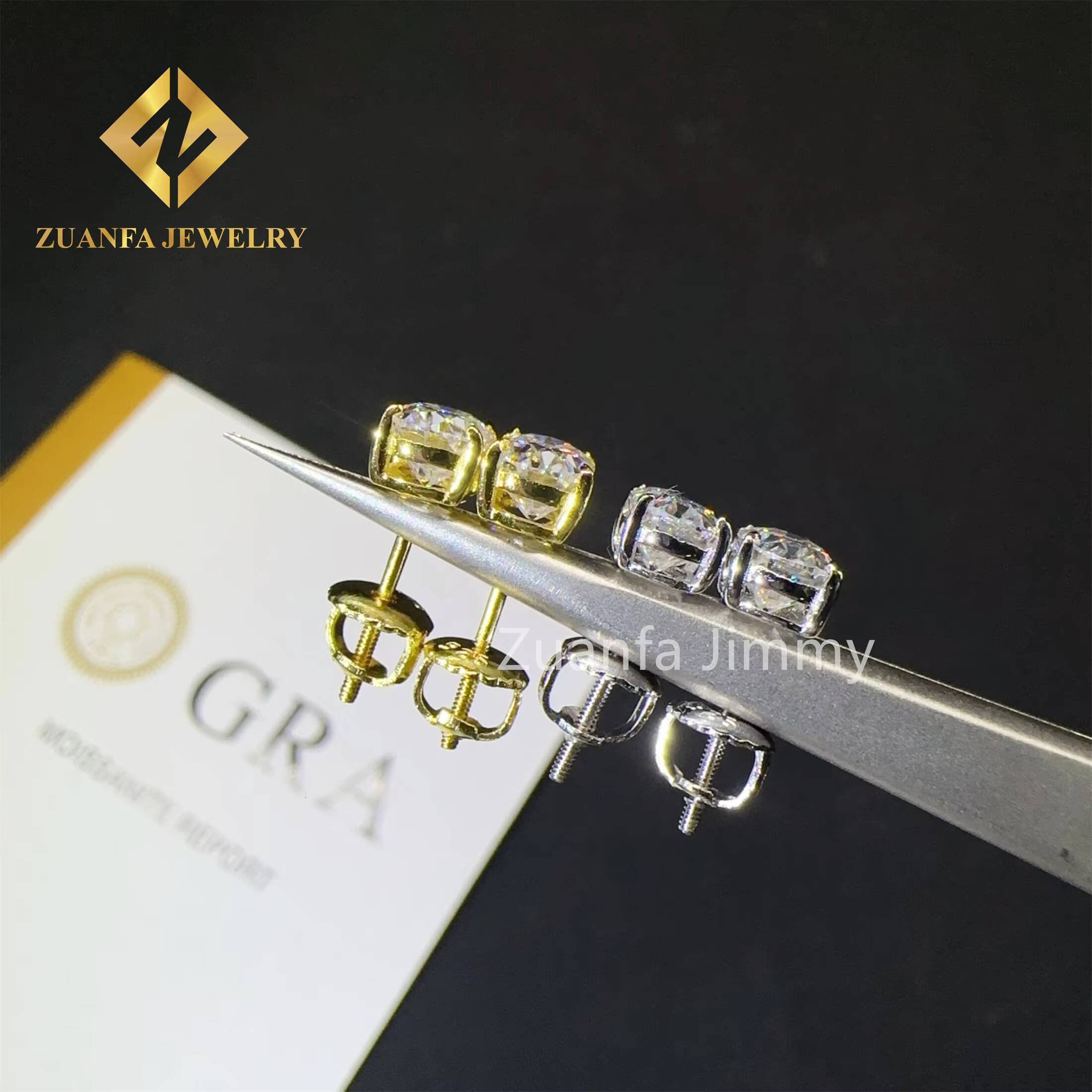 Pass Diamond Tester GRA Certificates Screw Back Iced Out Earring Man Oval Crushed Brilliant Cut VVS Moissanite Hip Hop Earring