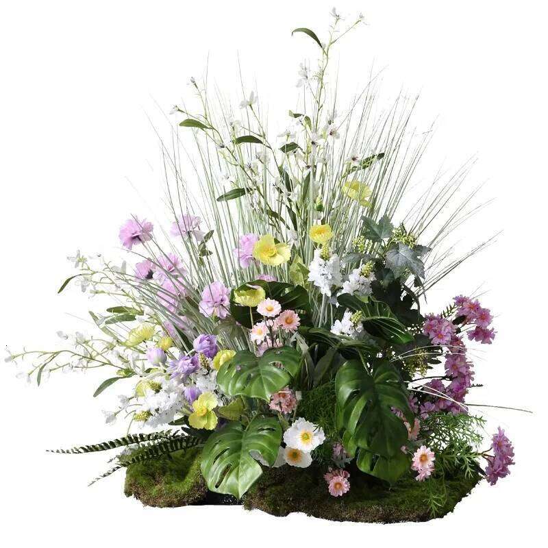 Purple Rose green plants moss Floor Wedding Backdrop Deco Flower Row Arrangement Event Party Prop Window Display prop Y260130