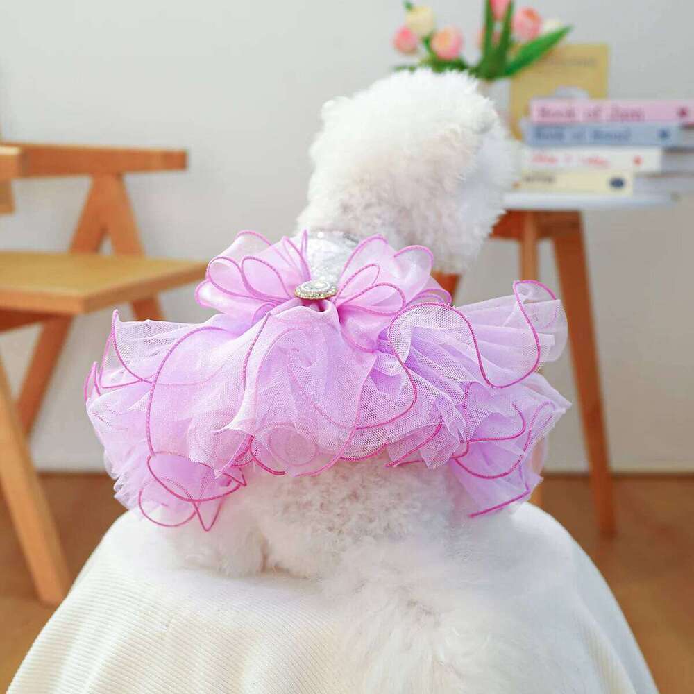 Dream Fairy Purple Pet Clothes Sequined Princess Tutu Wedding Dress H260129