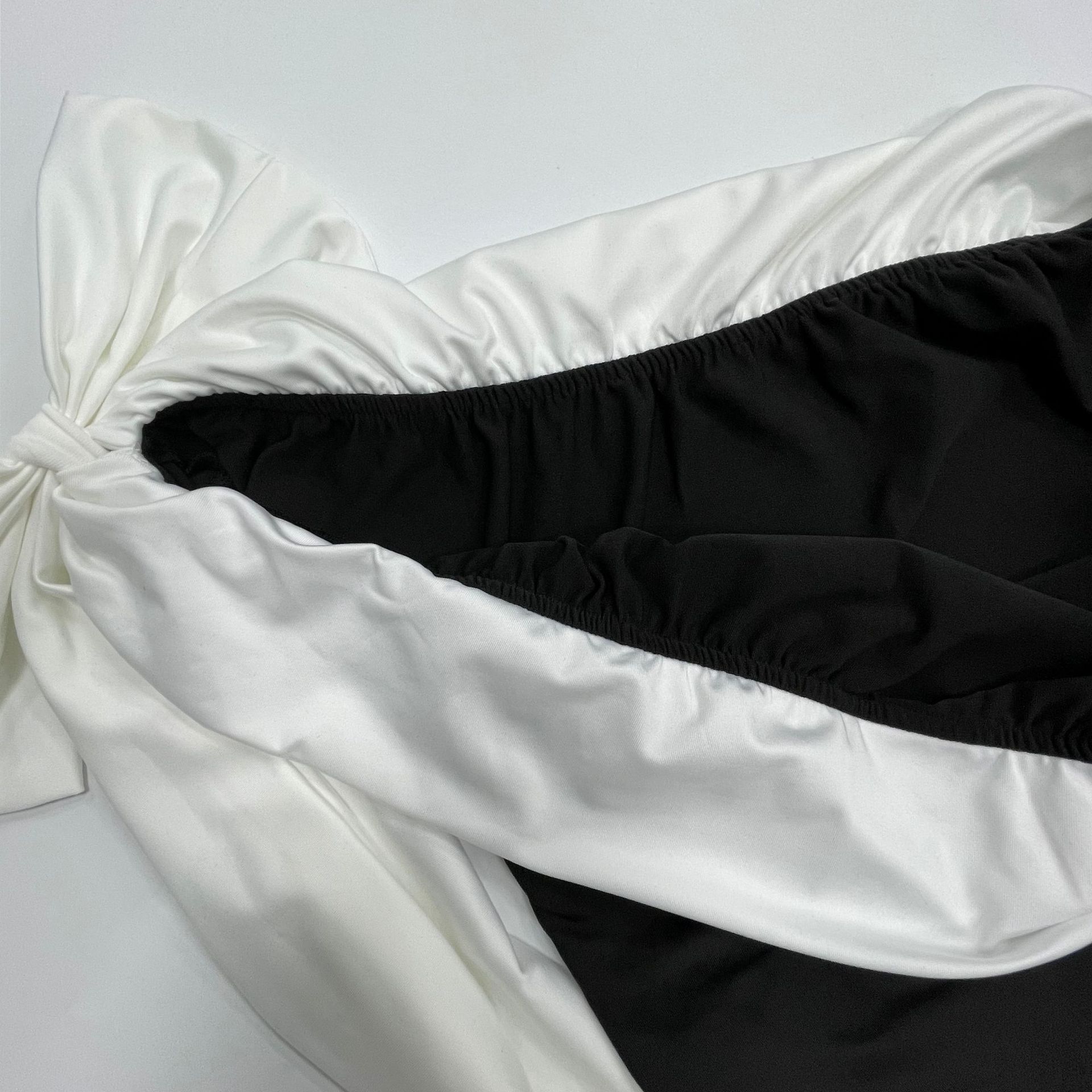 Color Block Slash Neck Bow Bandage Sexy Bodycon Maxi Prom Dress Summer Women Elegant Y2K Clothes Wedding Evening Party