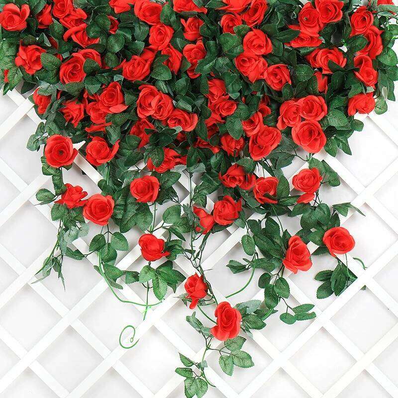 2.4m Rose Artificial Flower Vine For White Pink Home Room Artificials Garland Flowers Wedding Party Decoration Y260130