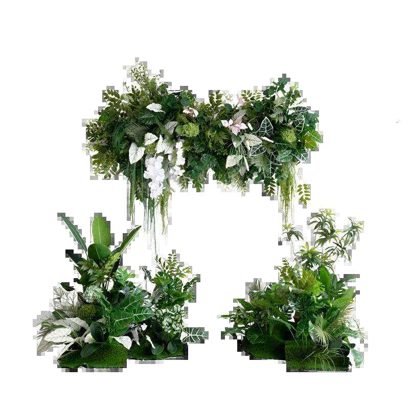 Fern Green Plants Grass Hydrangea Row Outdoor Wedding Backdrop Decor Floral Arrangement Road Lead Floor Flower Party Prop Y260130