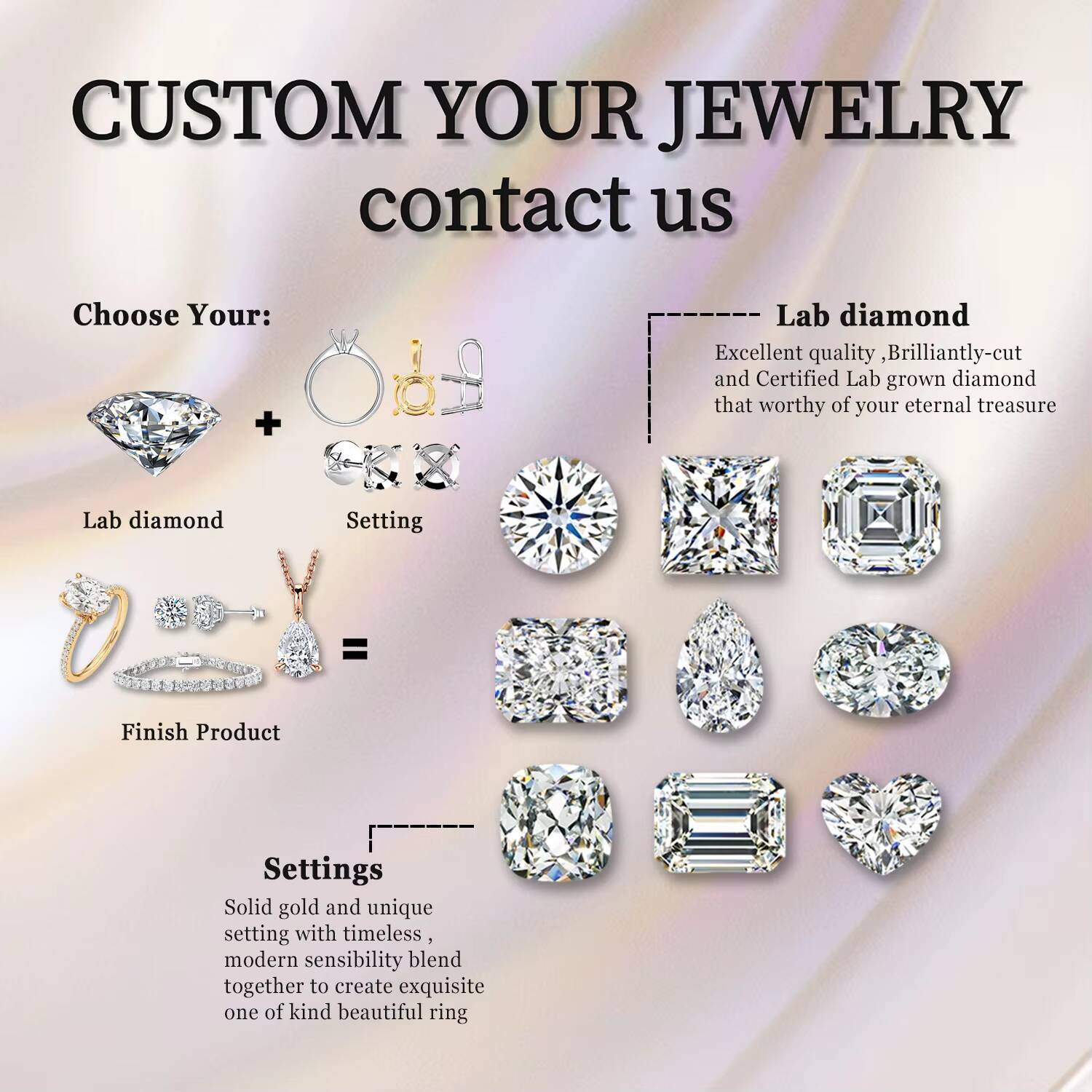 IGI Certified Engagement Ring Jewelry 2CT D VS1 14k Solid Gold Oval Cut Lab Grown Diamond Ring 3 Sided Pave