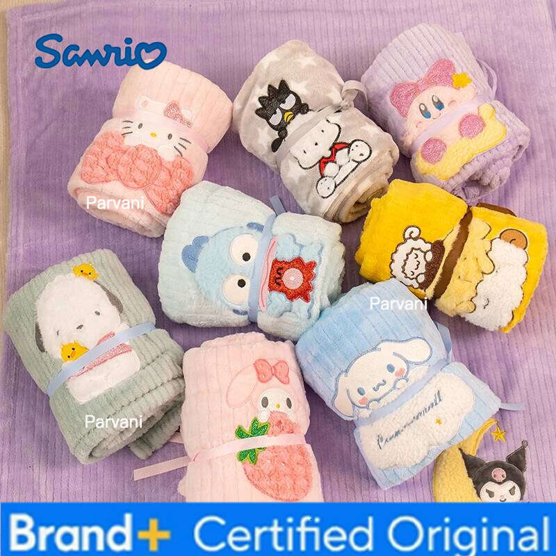 Sanrio Cute Kuromi My Melody Travel Nap Flannel Cinnamoroll Hello Kitty Warm Leg Blanket Bedroom Office Girl Child H260130