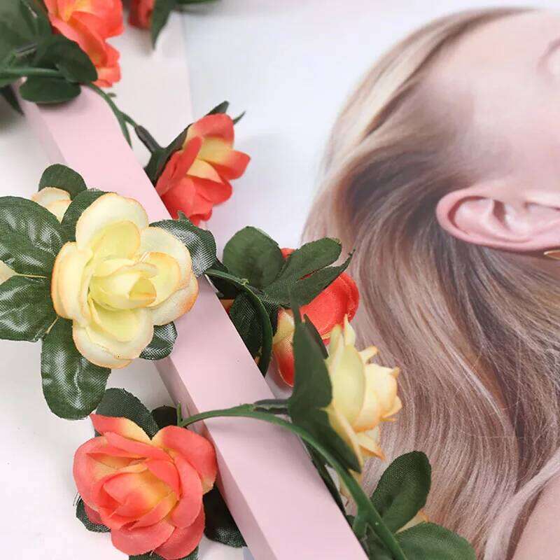 250 cm / 99 inch 45 silk roses wedding ivy vine artificial flowers arched decoration with green leaves wall h W260130